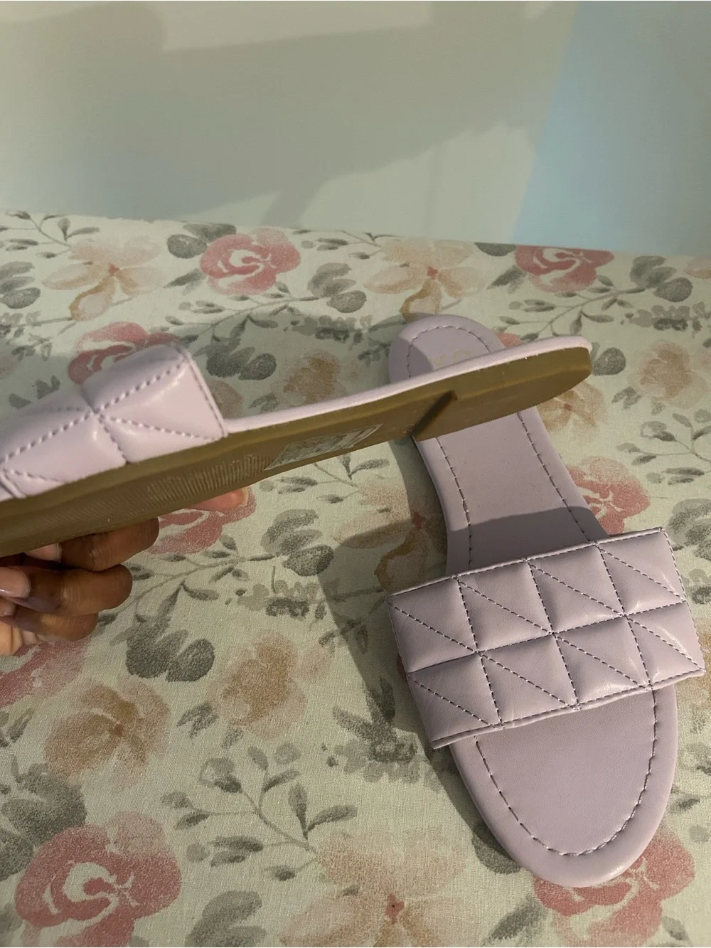 Yoki Quilted Lilac Slide Sandals - Women's Slip-On